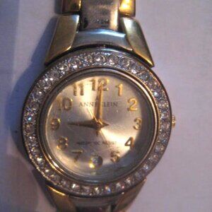 Anne Klein Ladies Watch Two Tone Gold & Silver Band Faux Diamonds Working